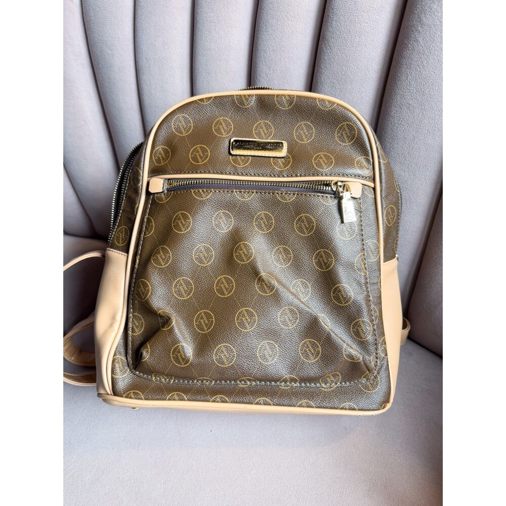 Adrienne Vittadini Logo Faux Leather Handle and Adjustable Straps Backpack